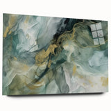 Abstract wall art featuring colorful strokes on acrylic glass, showcasing vibrant hues of blue, pink, and orange, ideal for modern decor.