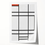 Modern Wall Art: Composition in White, Red, Yellow - Abstract Minimalist