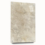 Abstract wall art featuring colorful strokes on acrylic glass, showcasing a modern design with a sleek side view and decorative pins for hanging. Perfect for contemporary decor.