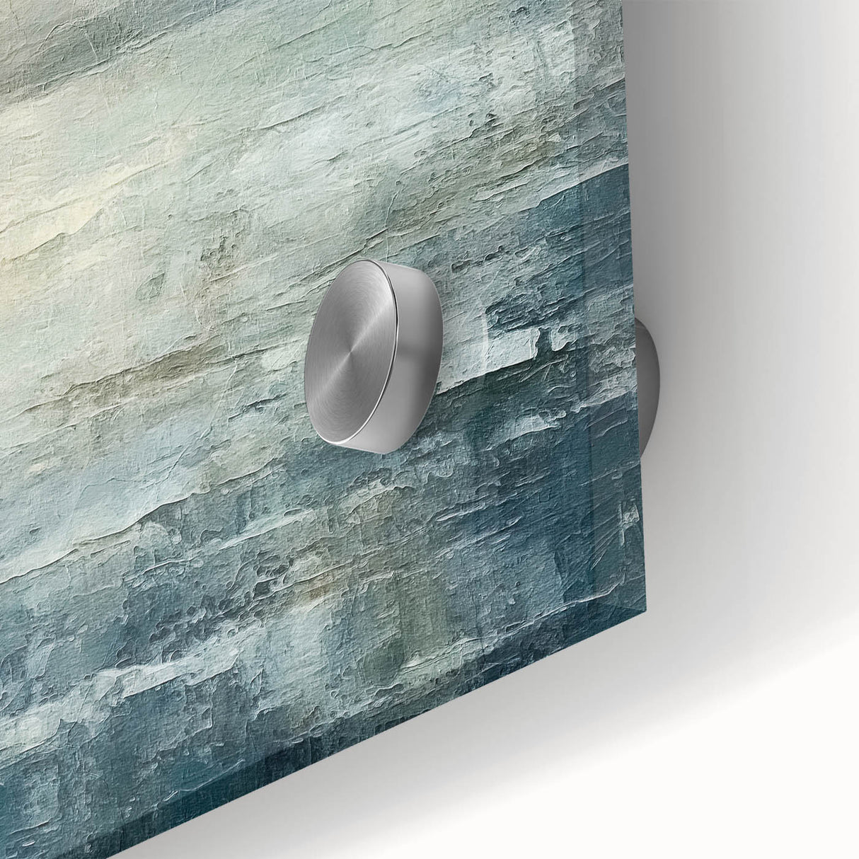 Close-up of an abstract strokes wall art piece on acrylic glass, showcasing vibrant colors and fluid designs, perfect for modern home decor accents.