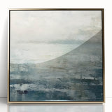 Framed wall art featuring abstract strokes in gold and white colors, set against a sleek acrylic background, perfect for modern home decor.