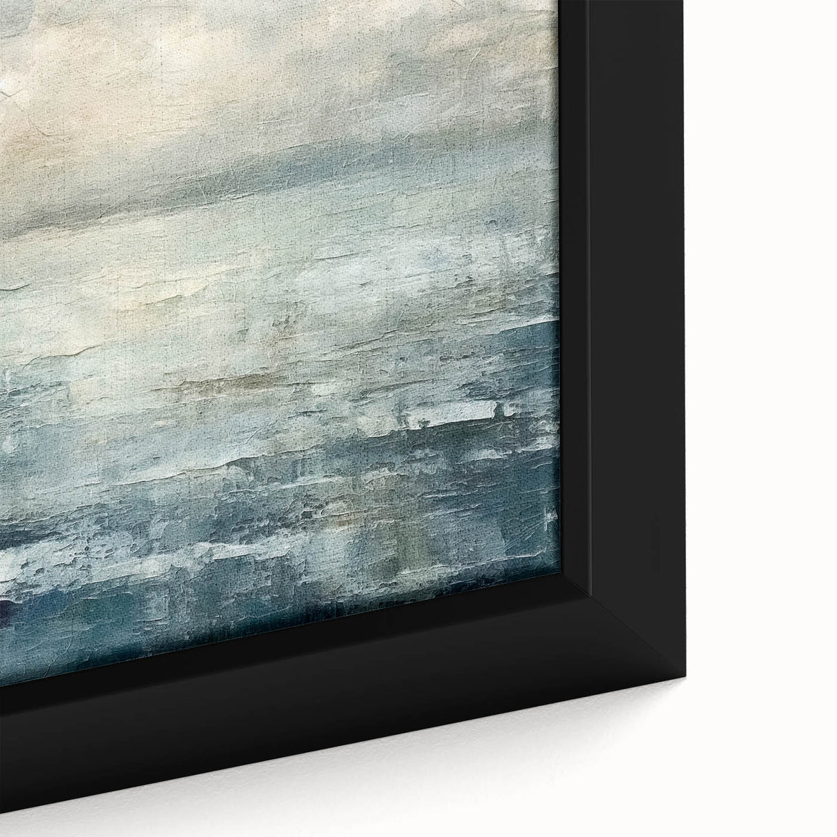 Abstract wall art featuring vibrant strokes in shades of blue, gold, and pink, framed elegantly, adding a modern touch to any decor. Perfect for contemporary art lovers seeking unique home accents.