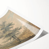 Romantic Art Prints: Serene Landscape with Trees and Figures