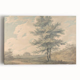 Romantic Art Prints: Serene Landscape with Trees and Figures