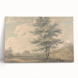 Romantic Art Prints: Serene Landscape with Trees and Figures