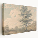 Romantic Art Prints: Serene Landscape with Trees and Figures