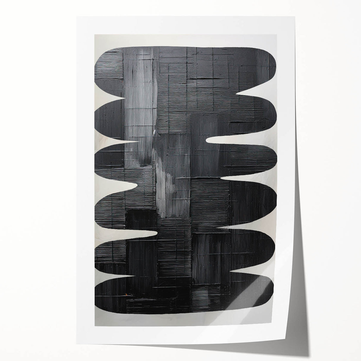 Contemporary Dining Art Pieces - Black & White Textured Abstract
