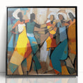 Framed abstract figurative wall art in black acrylic showcasing dynamic shapes and fluid lines, perfect for contemporary home decor.