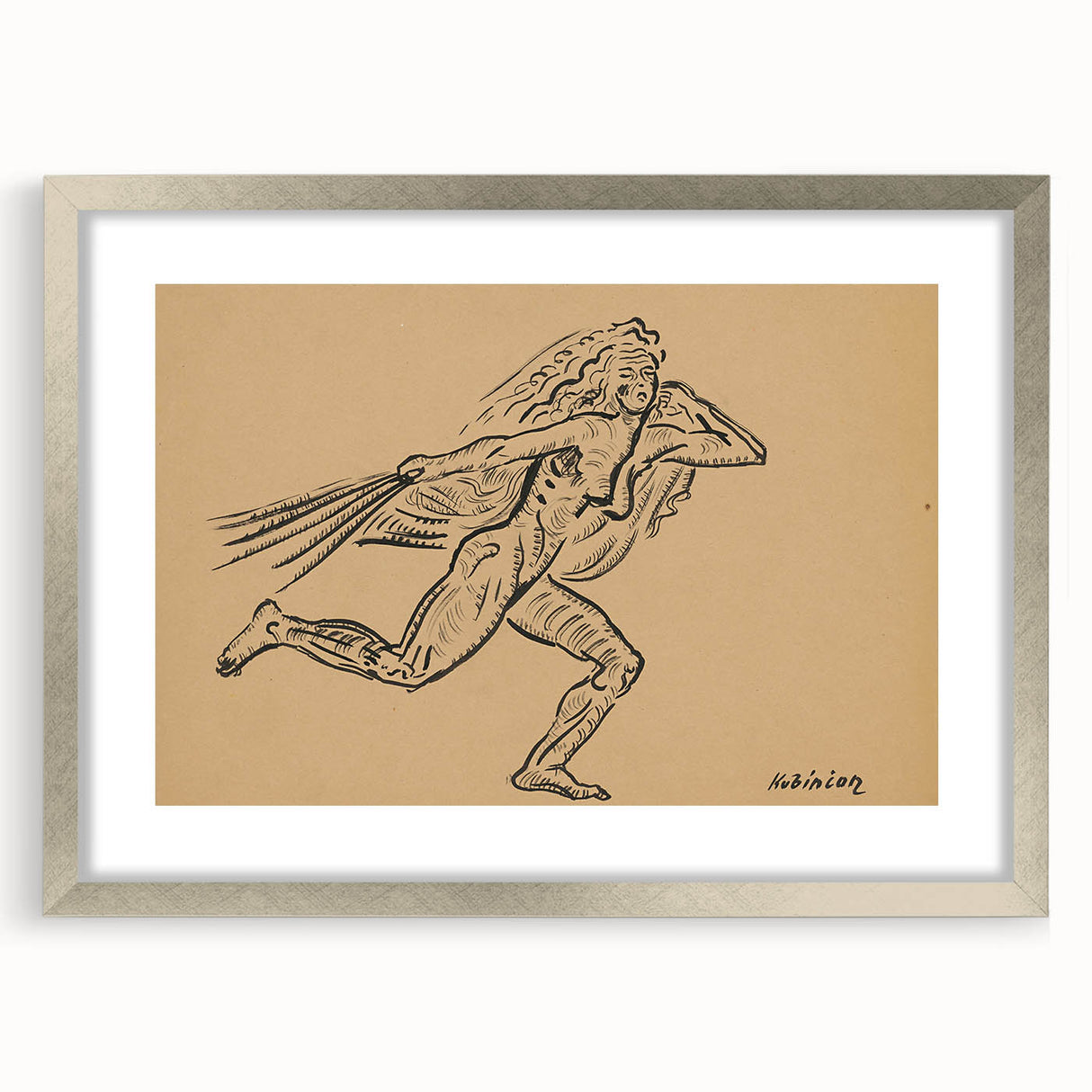 Expressionist Art: Female Figure (Wind) by Weisz-Kubínčan Print