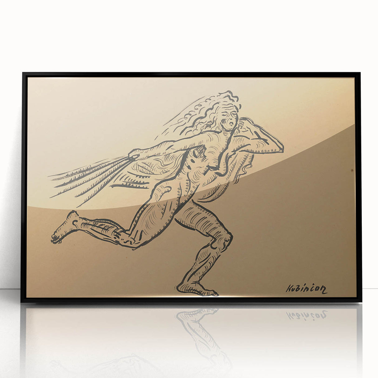 Expressionist Art: Female Figure (Wind) by Weisz-Kubínčan Print