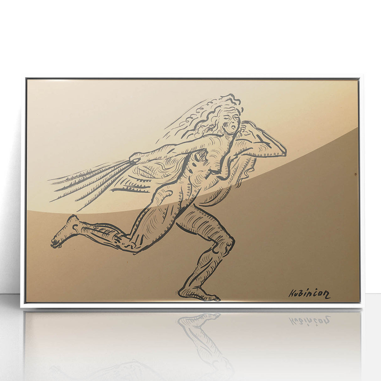 Expressionist Art: Female Figure (Wind) by Weisz-Kubínčan Print