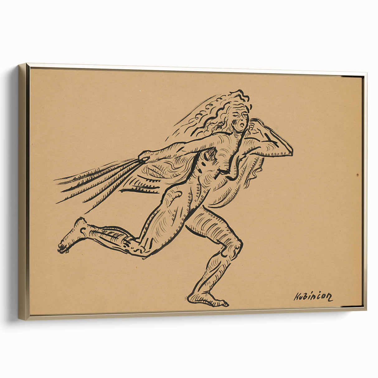 Expressionist Art: Female Figure (Wind) by Weisz-Kubínčan Print