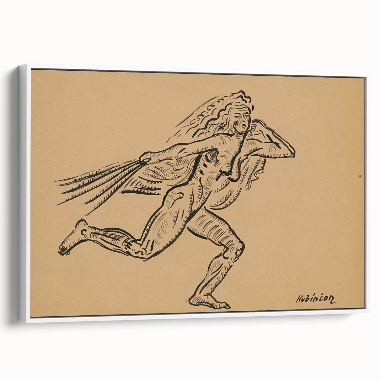 Expressionist Art: Female Figure (Wind) by Weisz-Kubínčan Print