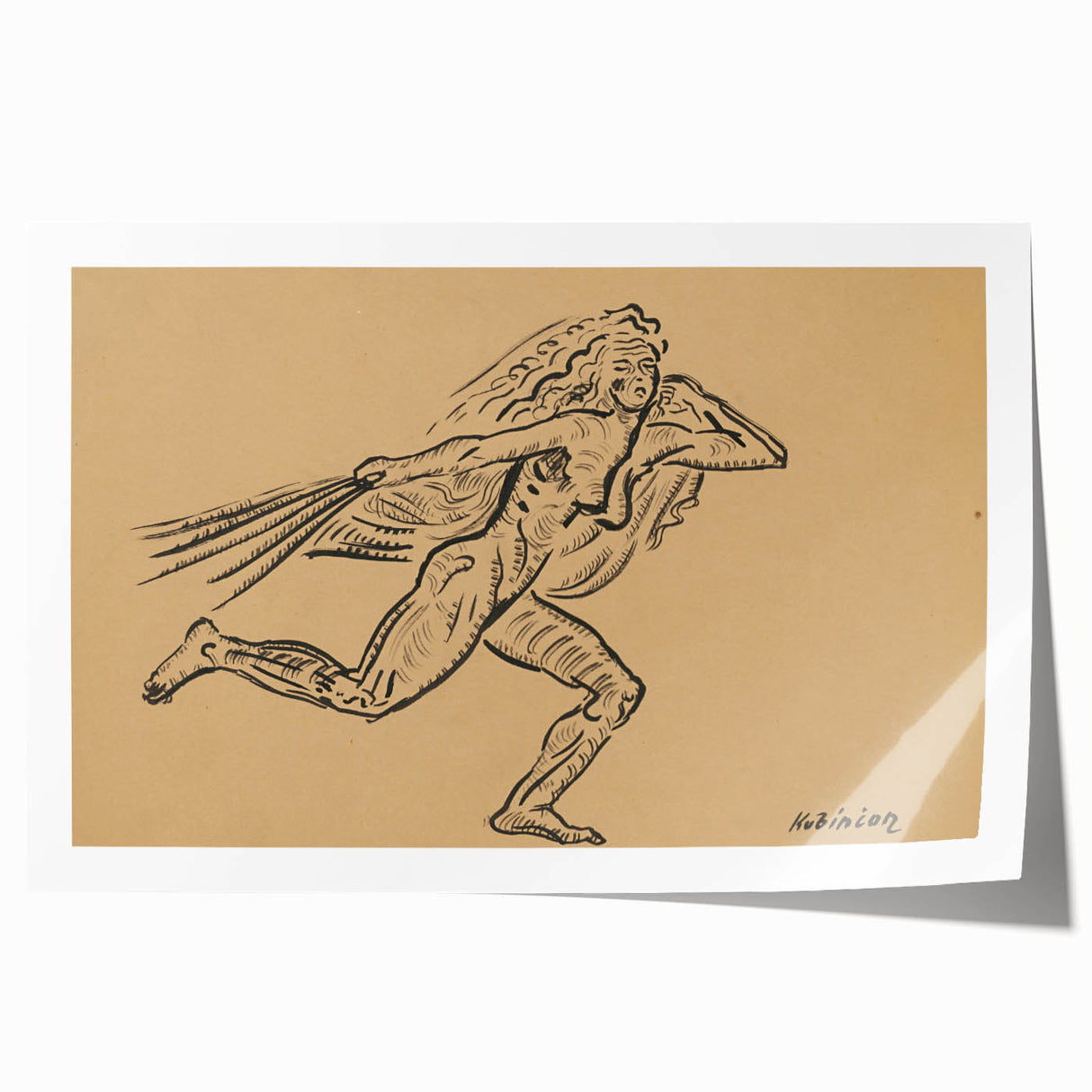 Expressionist Art: Female Figure (Wind) by Weisz-Kubínčan Print