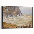 Impressionist Seascape - Monet's Stormy Sea in Étretat, Framed Print