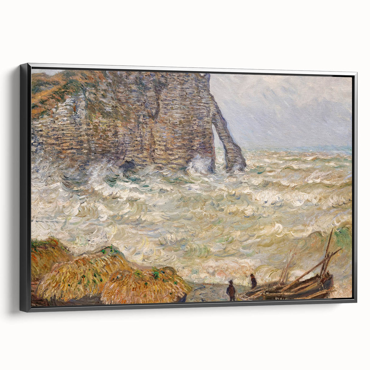 Impressionist Seascape - Monet's Stormy Sea in Étretat, Framed Print