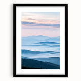 Framed countryside landscape artwork with a black matte finish, showcasing vibrant rural scenery and rich colors, ideal for home decor enhancement.