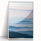 Framed acrylic artwork depicting a serene countryside landscape with vibrant greens and soft blue skies, designed to enhance home decor with a modern touch.