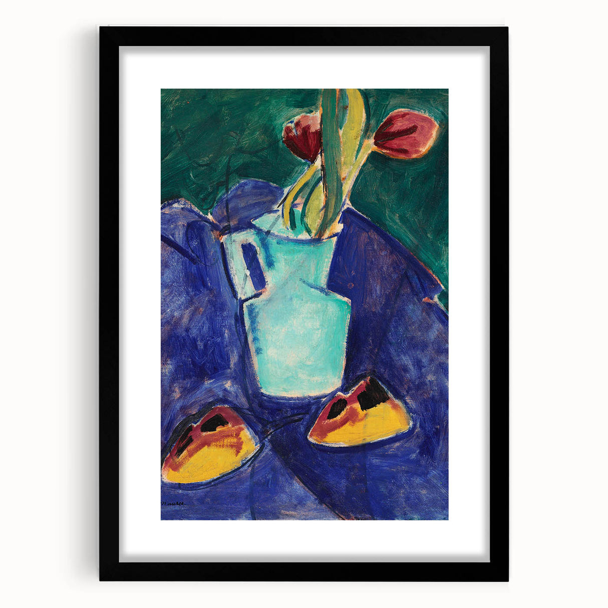 Modern Wall Art with Green Vase and Tulips - Abstract Contemporary Art Print