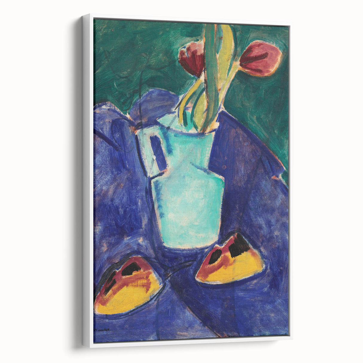 Modern Wall Art with Green Vase and Tulips - Abstract Contemporary Art Print