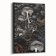Black and white landscape art painting on framed canvas, featuring a vintage poster style, ideal for bedroom decor.