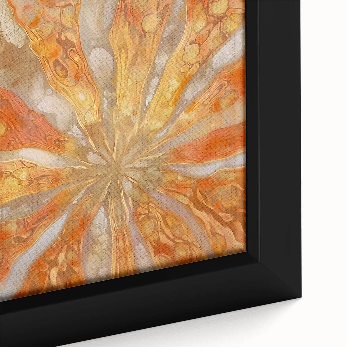 Extra large framed canvas featuring a close-up of textured, colorful leaves, ideal for living room decor.
