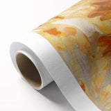 Art deco poster featuring close-up nature elements in muted green and brown tones on rolled canvas.