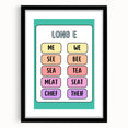 Children’s Learning Art Print – Long E Phonics Poster for Kids