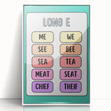 Children’s Learning Art Print – Long E Phonics Poster for Kids