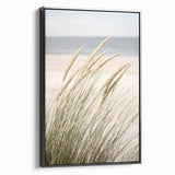 Black and white wall art featuring a vintage poster-style landscape painting on a framed canvas, ideal for bedroom decor.