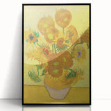 Large abstract wall art featuring swirling blue and yellow hues on acrylic, framed in black.