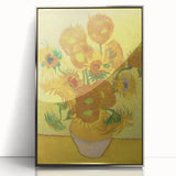 Large art print of a Van Gogh-inspired landscape in pastel shades on silver-framed acrylic.