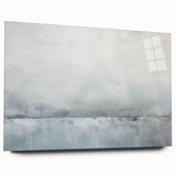 Abstract wall art print showcasing vibrant strokes in shades of blue, pink, and gold, displayed in a sleek acrylic glass frame, enhancing modern decor.