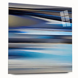 Abstract wall art featuring vibrant multicolored strokes on acrylic glass, showcasing a sleek side view without pins, perfect for modern home decor. This elegant piece adds a contemporary touch to any room, enhancing aesthetic appeal with its dynamic design and glossy finish.