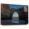 Acrylic glass artwork depicting dramatic cliffs and landscapes, showcasing vibrant colors and intricate details, ideal for modern home decor.