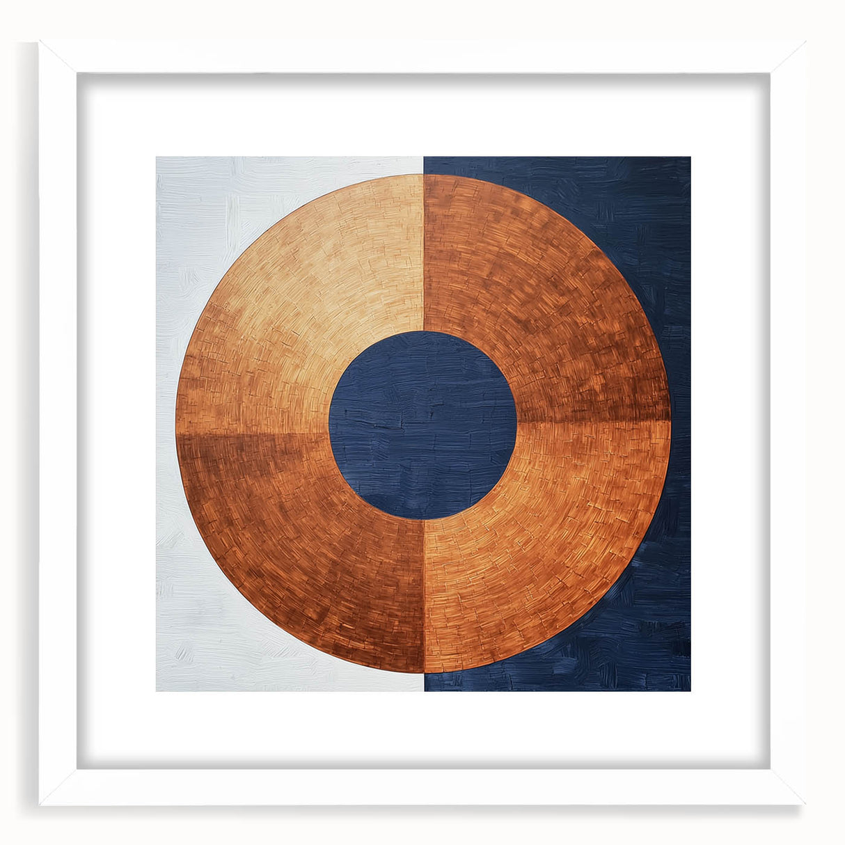 Minimalist Abstract Bedroom Wall Art - Navy Blue and Copper Print