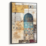 Framed abstract architecture wall art in black, showcasing geometric shapes and lines, perfect for modern home decor or office spaces.