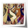 Abstract figurative wall art print showcasing vibrant colors and dynamic shapes, designed to enhance modern interiors. Ideal for contemporary decor settings.