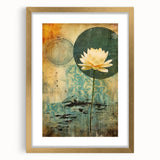 Abstract floral wall art framed with gold accents, showcasing vibrant colors and intricate designs, perfect for modern home decor and enhancing interior aesthetics.