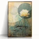 Framed abstract floral wall art featuring vibrant colors and intricate designs in gold and teal, enhancing modern decor in living spaces.