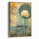 Framed canvas wall art featuring abstract floral designs in vibrant colors and gold accents, showcasing a modern aesthetic ideal for contemporary home decor.