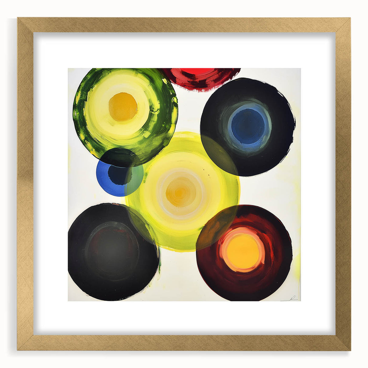 Abstract geometric frame in gold with a mat, showcasing a modern design, ideal for contemporary home decor. Perfect for adding elegance to any room.