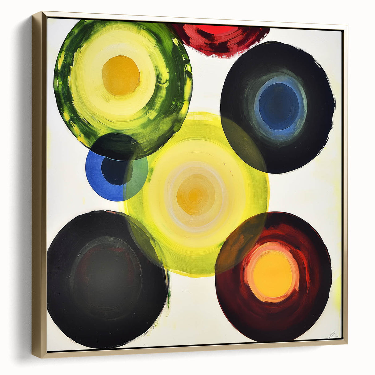Abstract geometric framed canvas artwork featuring silver and gold tones, showcasing intricate shapes and patterns, ideal for modern home decor.