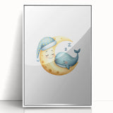 Children’s Wall Decor - Sleeping Moon & Whale Dreamy Night Art