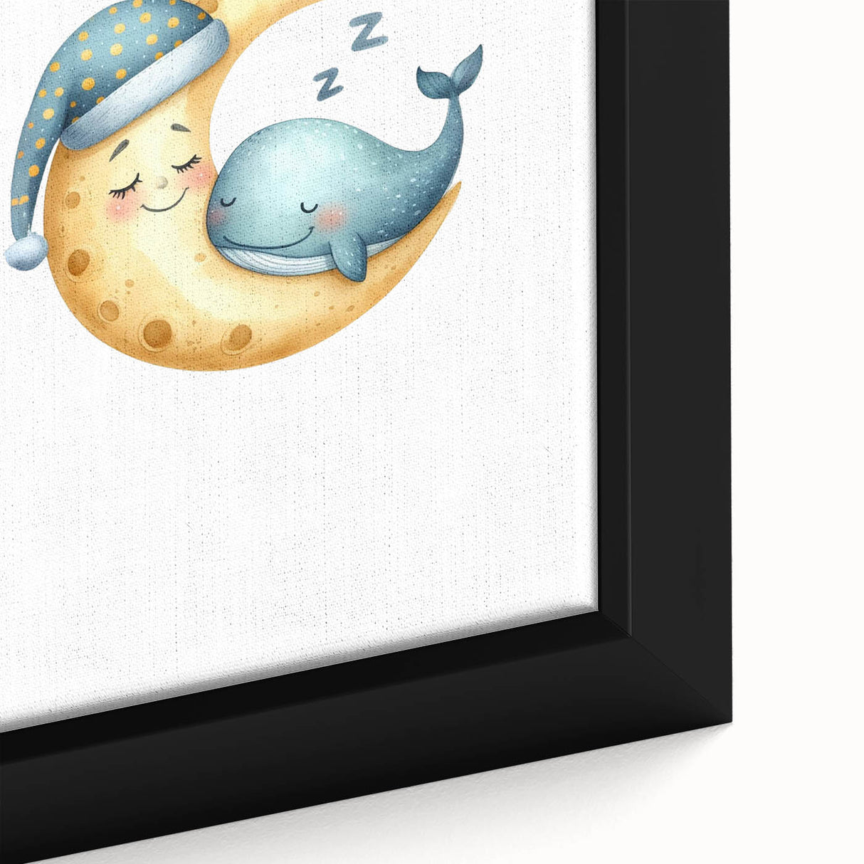 Children’s Wall Decor - Sleeping Moon & Whale Dreamy Night Art