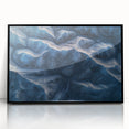 Framed acrylic artwork depicting a vibrant desert landscape with bold colors and intricate details, presented in a sleek black frame, ideal for modern decor.