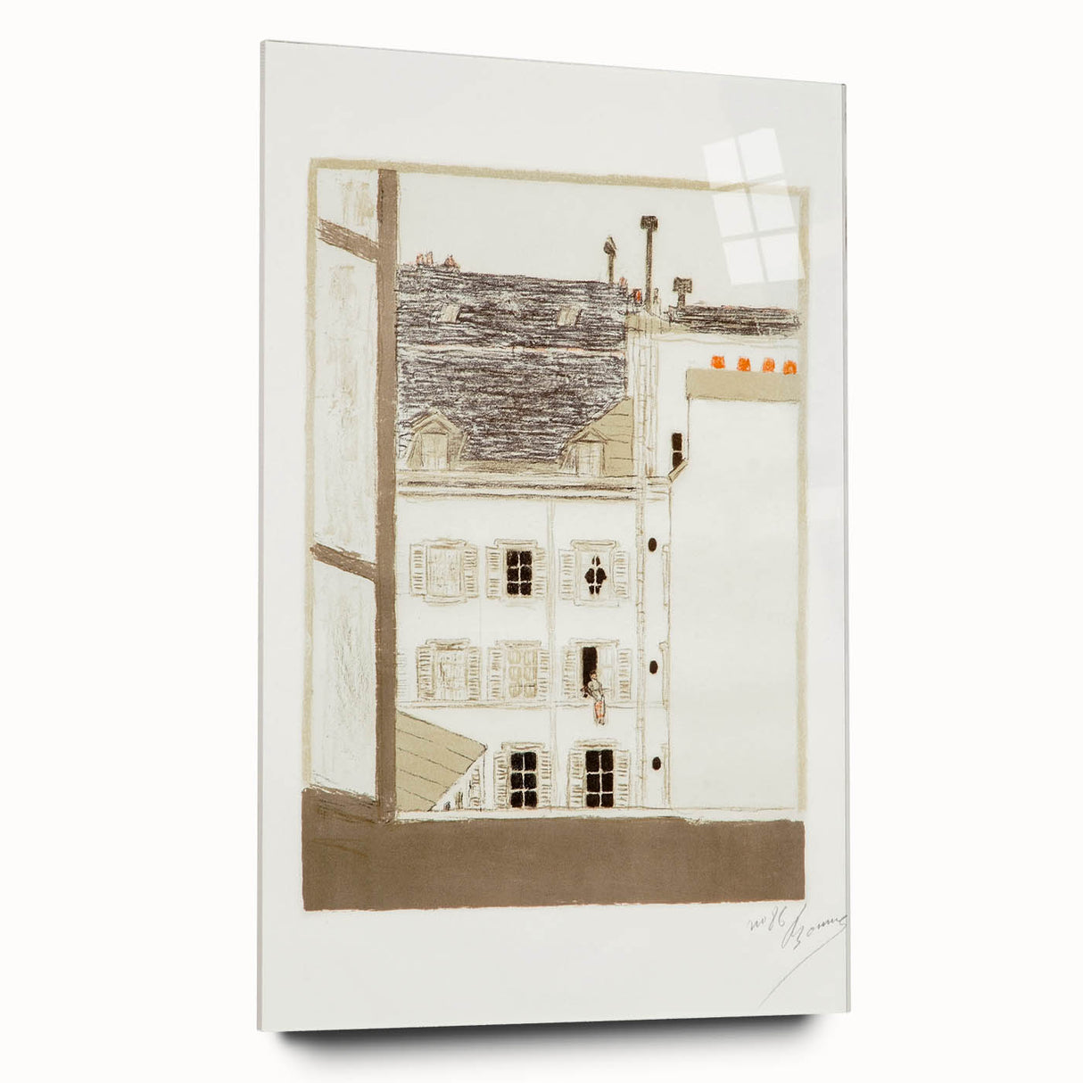 Modern Wall Art of Paris Courtyard Scene - Minimalist Contemporary Art Print