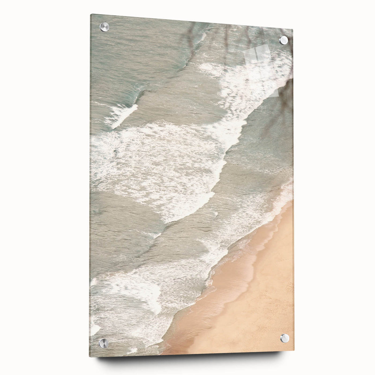 Large abstract wall art on acrylic glass depicting vibrant summer hues, ideal for dining room or bedroom decor.