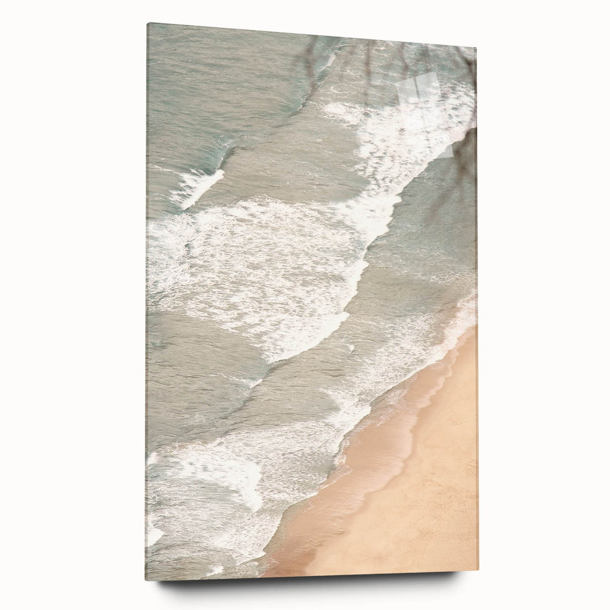 Large abstract wall art in vibrant orange and yellow tones on acrylic glass, ideal for bedroom or dining room decor.