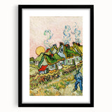 Extra large framed abstract art print featuring vibrant, textured swirls of blue, yellow, and red.